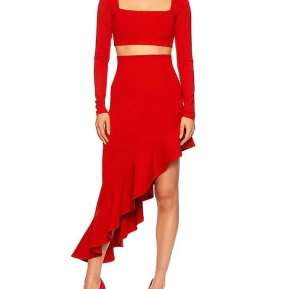 Susana Mónaco two piece set cropped top and asymmetrical high waisted skirt set - Picture 1 of 5
